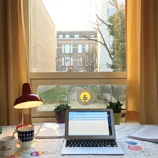 Uitzicht uit het nieuwe kantoor